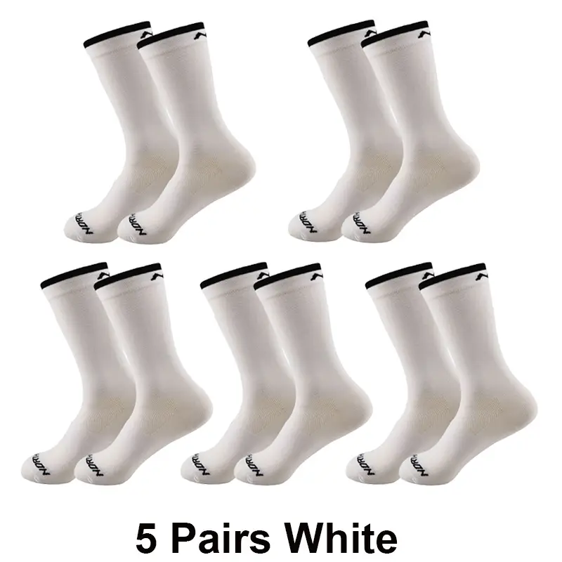 5 Pairs Cycling Socks Men Breathable Mesh Sport Running Socks Racing Road Bicycle Mid Tube Solid Letter Football Bike Socks Man - Image 15