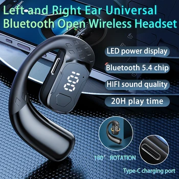 180 ° Auricolari Bluetooth YS-02 con gancio auricolare rotante sinistro e destro, senza auricolari in-ear, cuffie sportive HIFI a conduzione aerea