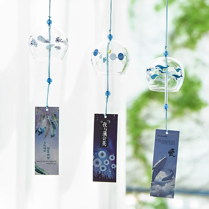 Japanese Wind Bell Japan Chimes Handmade Glass Furin Home Decors Spa Kitchen Office Decor Sakura Cherry Blossom Pattern