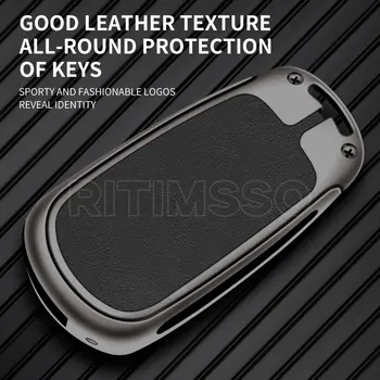 Custodia per chiave a scatto per auto in pelle metallica per Buick VERANO ENCORE GX GL6 2018 - 2020 per Opel Vauxhall Astra K Corsa Protector - Custodia per chiave a scatto per auto in pelle metallica per Buick VERANO ENCORE GX