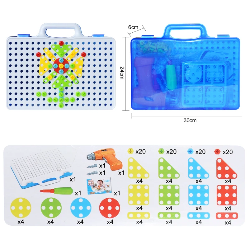 Creative Kids Electric Drill Toy Assembled Match Tool DIY Model Kit Building Educational Blocks Sets Toys For Boys Children Gift