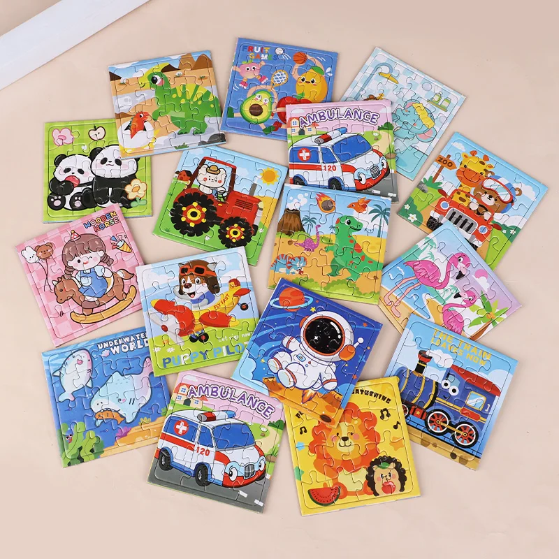 15/30Pcs Mini Cartoon Animal Paper Jigsaw Puzzles Educational Toy Kids Birthday Party Favors Gift School Rewards Pinata Fillers