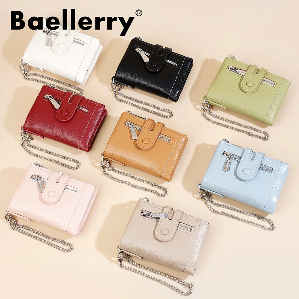 Baellerry Designer Women's Wallet with Keychain Strap, Multi Card Holder & Coin Zip Pocket, Ins Style Short Bifold Wallet for Wo