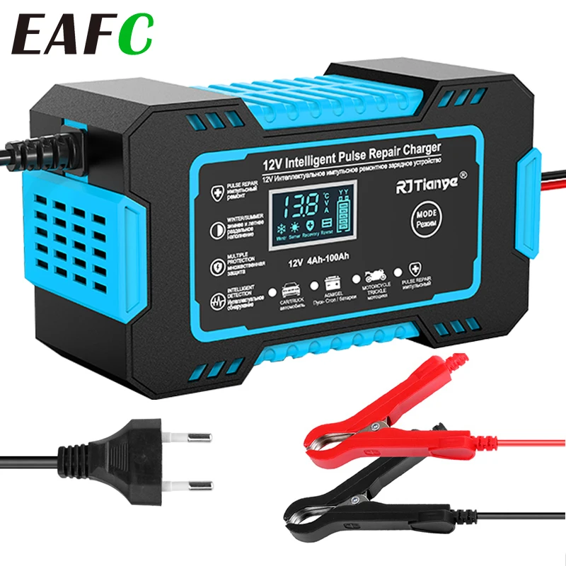 Chargeur De Batterie 12V Intelligent 6A - Pour Voiture, Moto, Camion, Avec Réparation, écran LCD