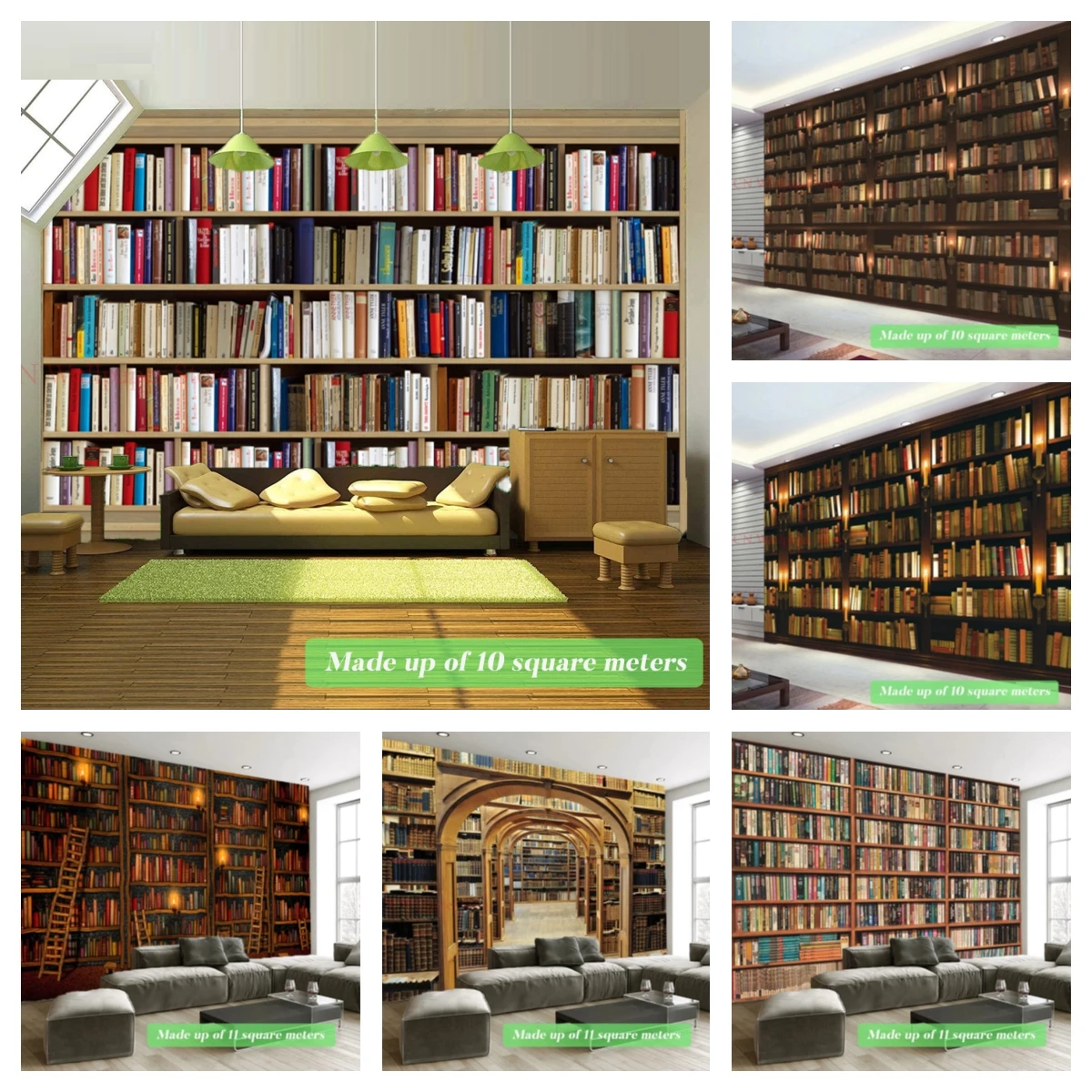

papel de parede Retro Vintage Bookself Wallpaper Large Wall Mural Living Room Decor Poster Sofa Background Kitchen Home Bedroom