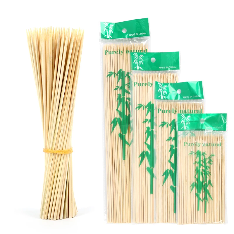 100pcs Barbecue Party Disposable Bamboo Wooden BBQ Skewers Food Bamboo Meat Tool Long Sticks Catering Grill Camping