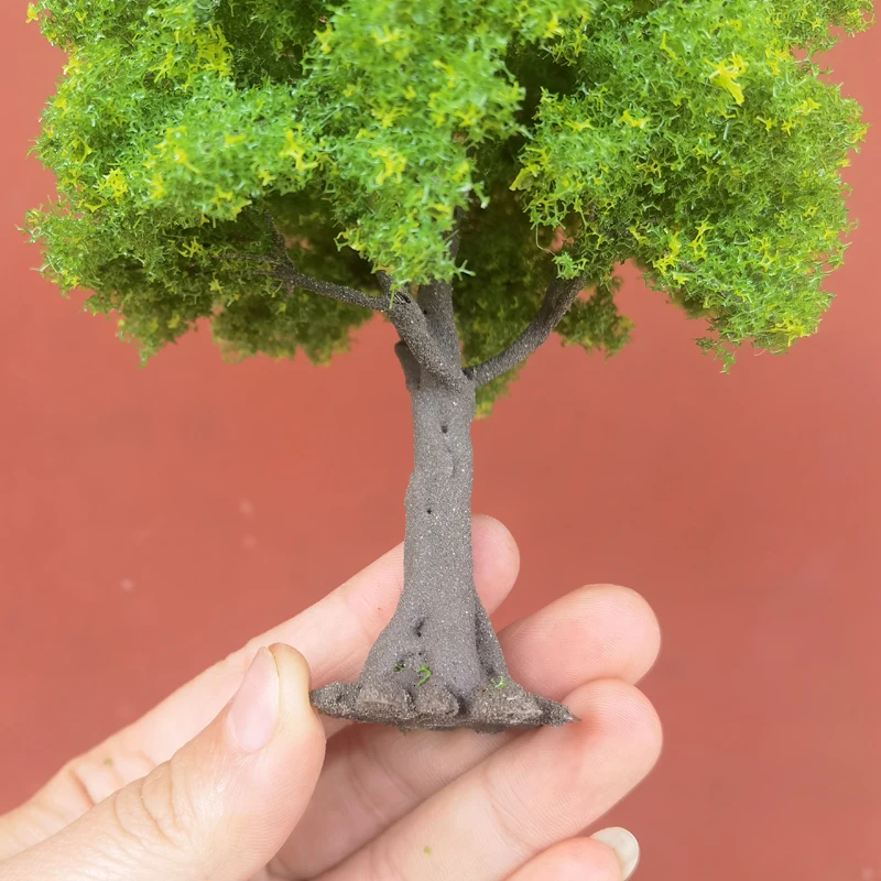10/15/23cm Spring simulated tree model yellow green light tender handmade wire model tree fine scale train railway layout
