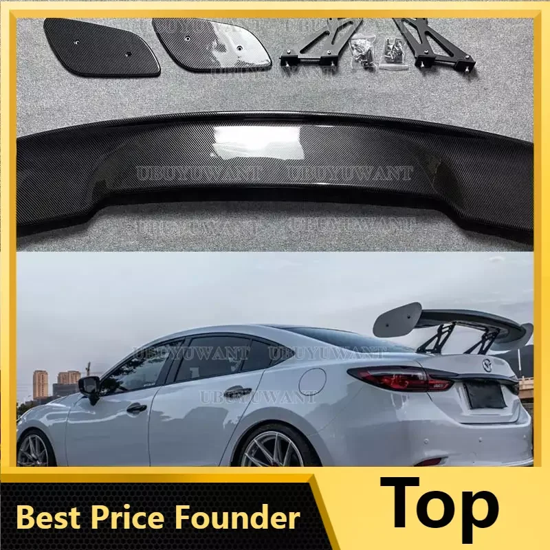 

3D Carbon Fiber PatternCAR REAR WING TRUNK SPOILER For Mazda 3 /Mazda 6 AXELA Atenza Sedan GT STYLE By EMS