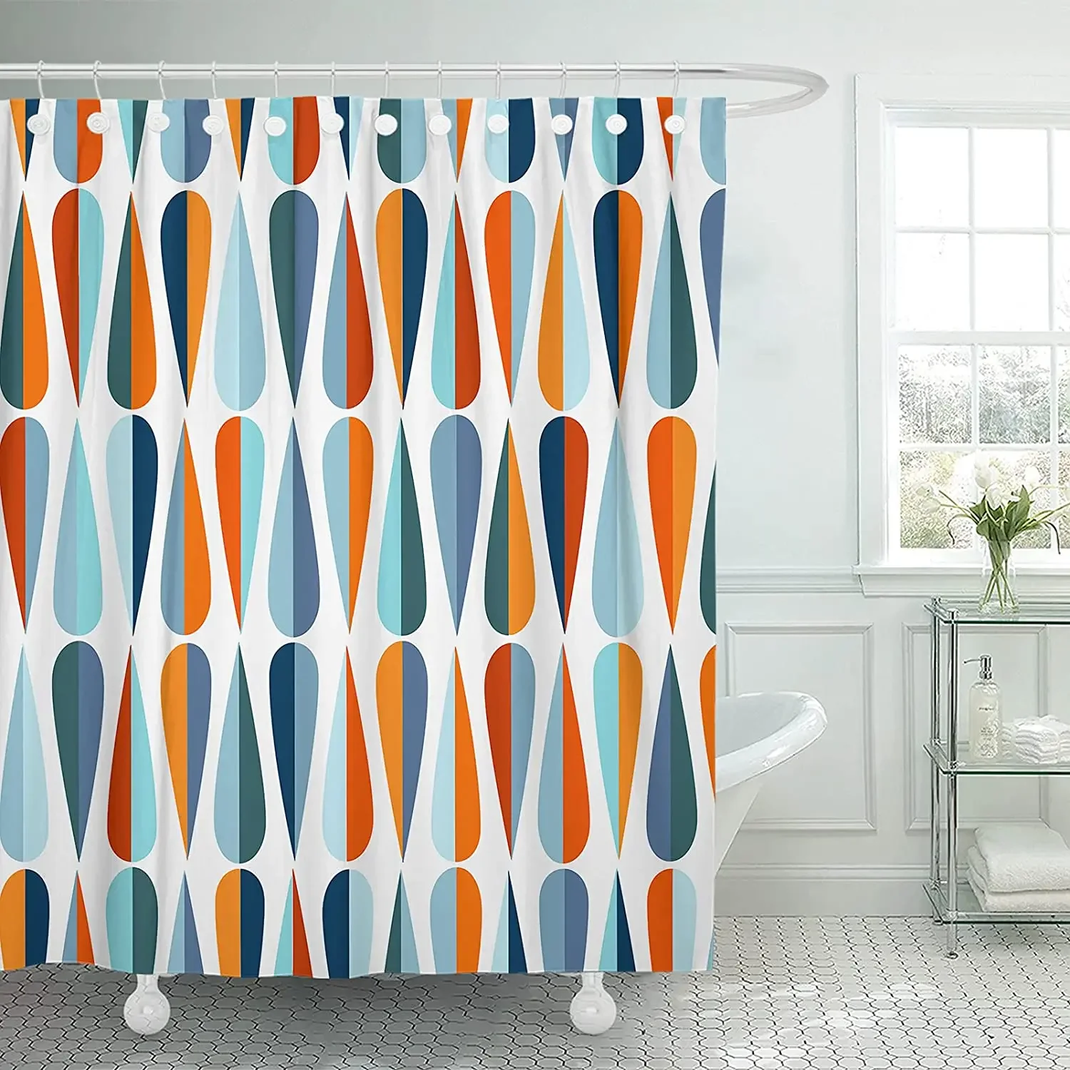 Duschvorhang Mit Abstraktem Linienmuster – Wasserdicht, Polyester, 183 X 183 Cm, Inkl. 12 Haken, Hellgelb