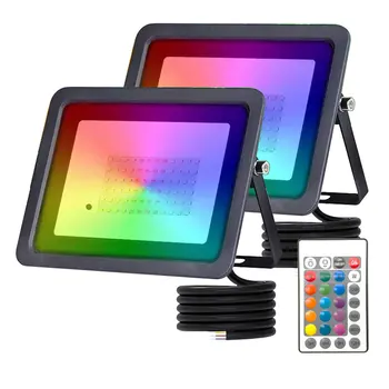 Outdoor Rgb Led Reflector Projector Floodlight Ac 220V 110V 10W 30W 50W 100W Ip66 Waterproof Rgb Spotlight For Garden Lighting