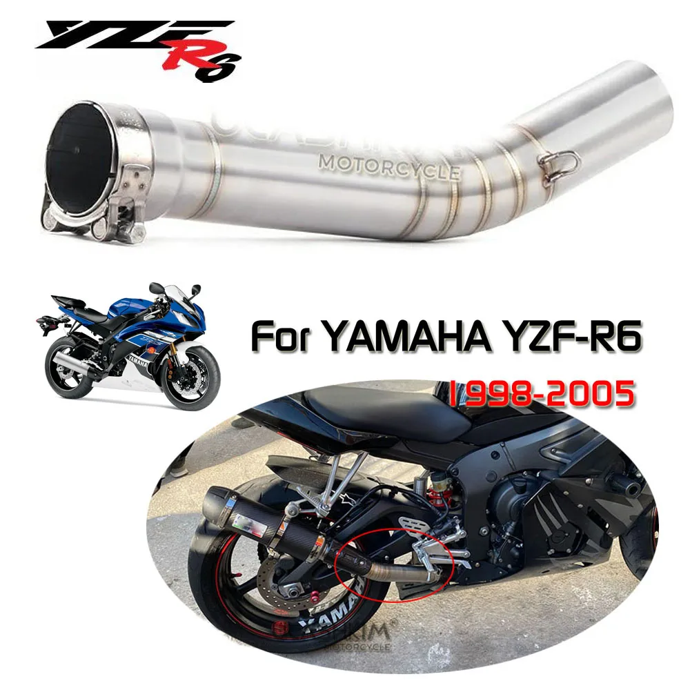 Exhaust Slip On for YAMAHA YZF-R6 R6 1998-2005 Motorcycle 51mm Link Pipe System Muffler Front Header Pipe