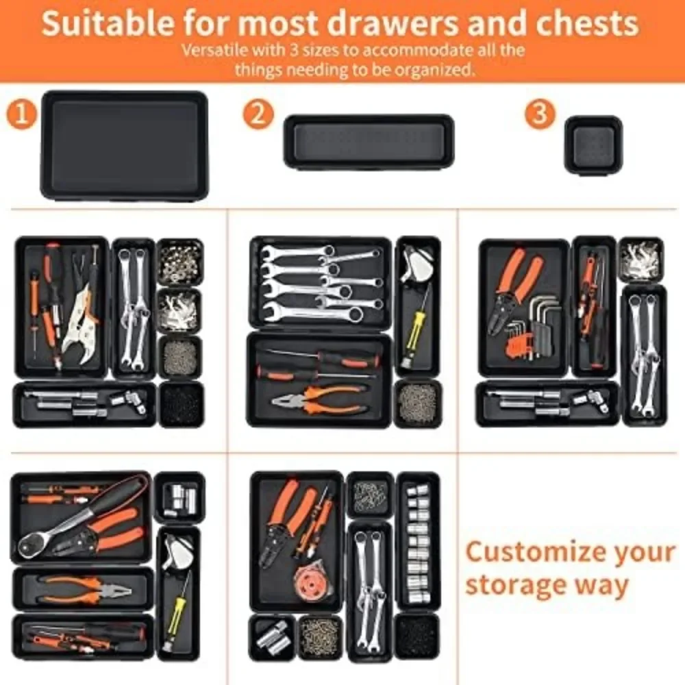 8/16/32pcs Tool Box Organizer Tray Dividers Set Workbench Cabinet Bins Tool  Chest Drawer Organization Garage Hardware Tool Tray