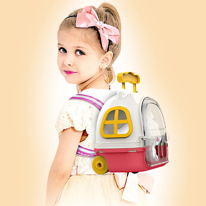 Children Pretend Play Simulation Plush Animals Eelectric Walking Cute Stuffed Dog Cat Backpack Set Education Toy for Girls 5