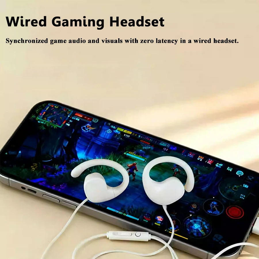 Wired Air Conduction Headphones 3.5mm Type-C Open Ear Gaming Headset Hifi  Lossless Music Earphones Ear Hook with HD Microphone