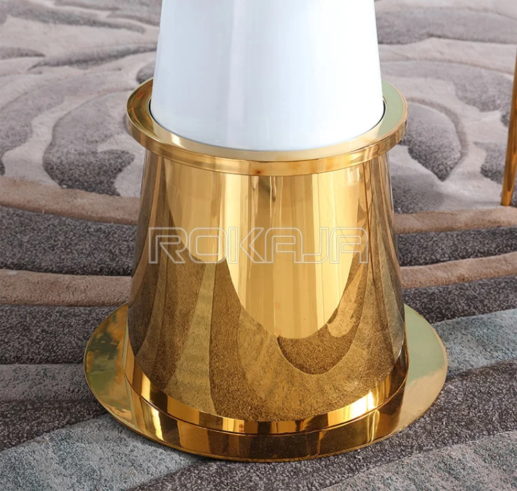 Luxury Business Creative Negotiation Table Gold Stainless Steel Marble Round Coffee Table Set