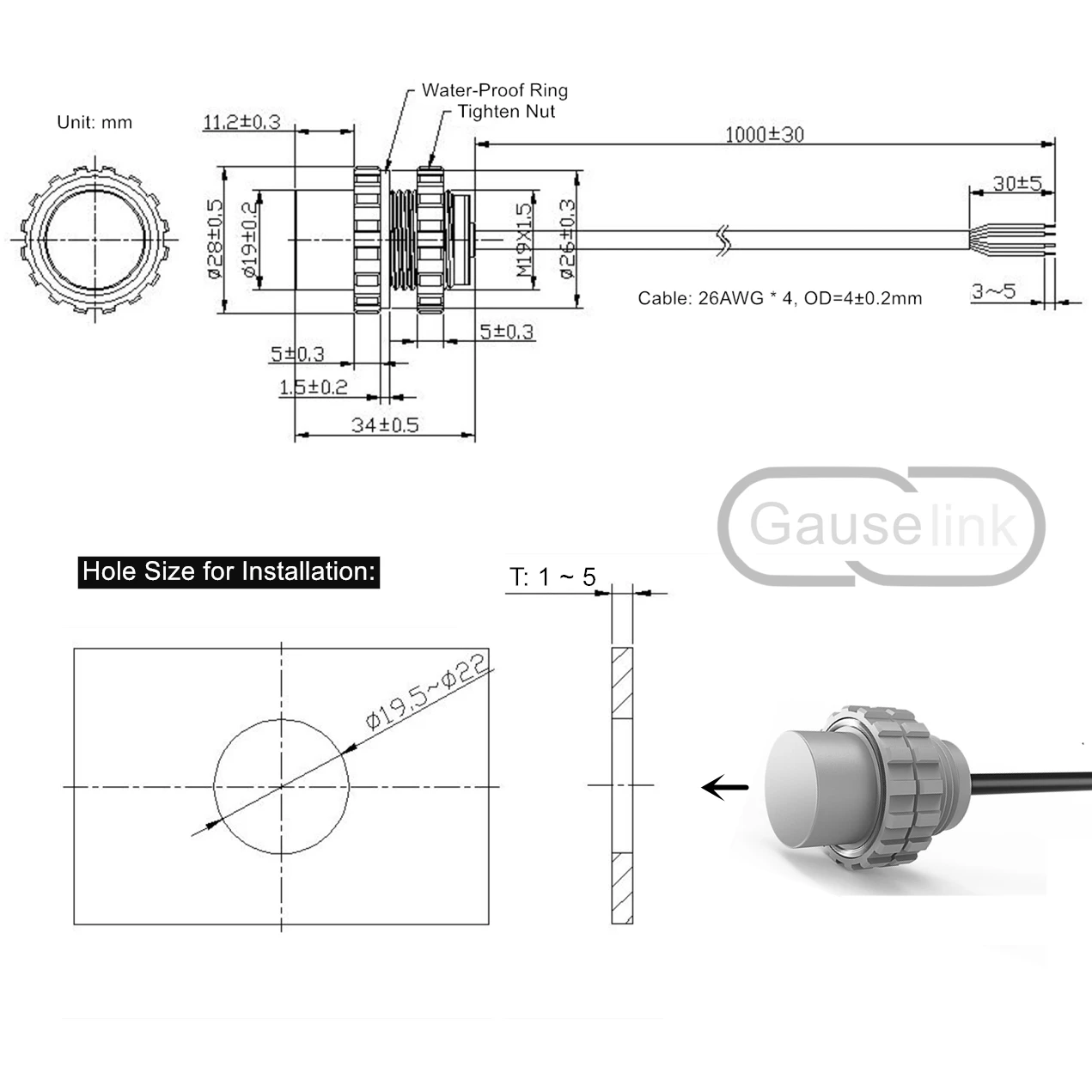 Underwater Submarine Ultrasonic Sensor Module Probe for Distance Measurement Obstacle Avoidance IP68 UART/RS485 Range 600cm underwater ultrasonic sensor