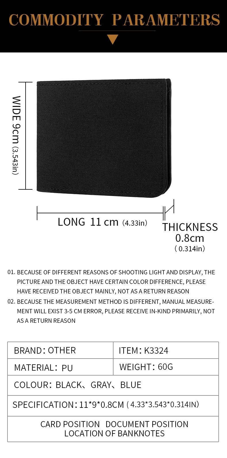 1Pc männer Brieftasche Leinwand Einfache Casual Doppel Falten Foto Karte Halter männer Kurze Brieftasche – Detail 5