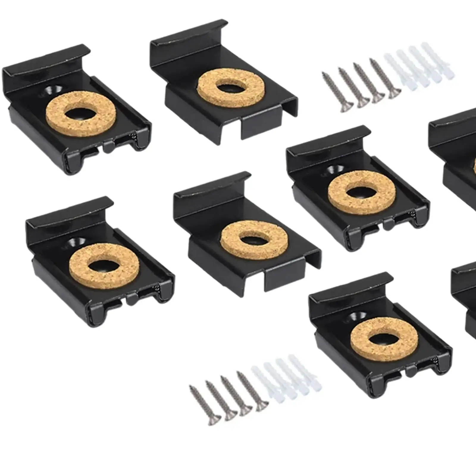 8Pcs Mirror Hanger Clips Set with Fittings Mirror Holder Clips Kit for Wall Mounting Frameless Billboard Displays
