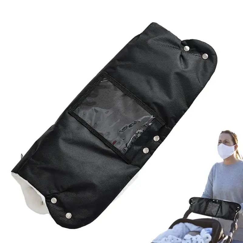 

Pram Hand Warmer Stroller Plush Hand Warmer With Phone Pocket Winter Anti-Freeze Gloves Warm Gift For Parents Mother And