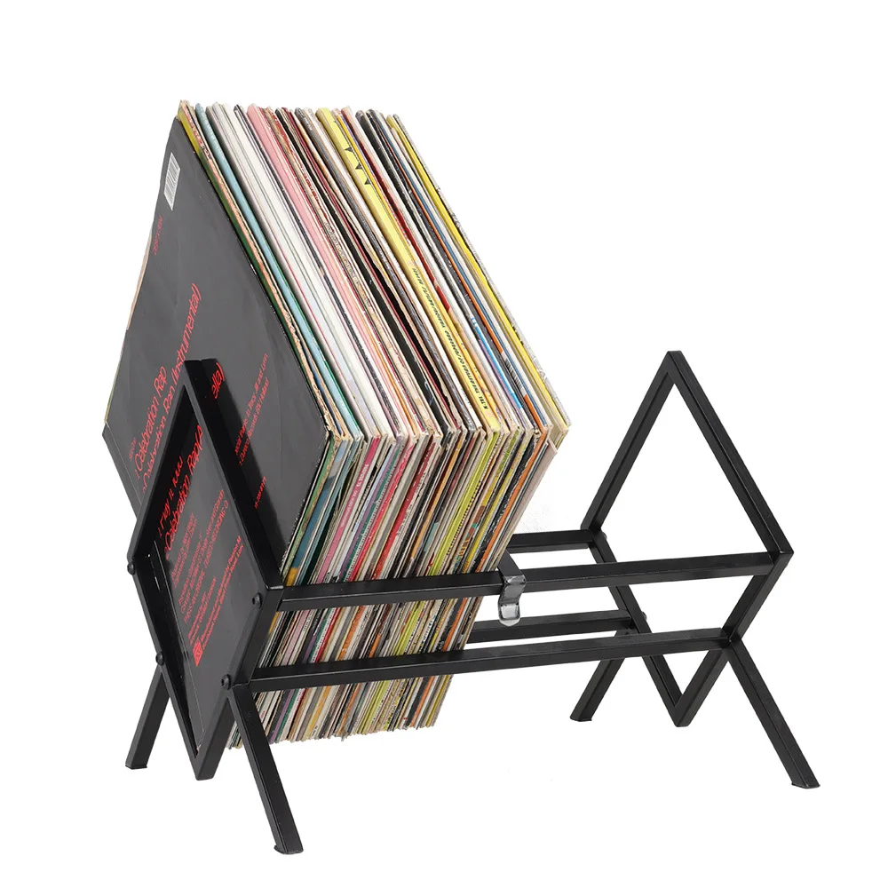 Single Tier Vinyl Record Storage Matte Black Vinyl Record Holder 80 To 100 Lp Capacity CD Record Display Rack Magazine Bookshelf