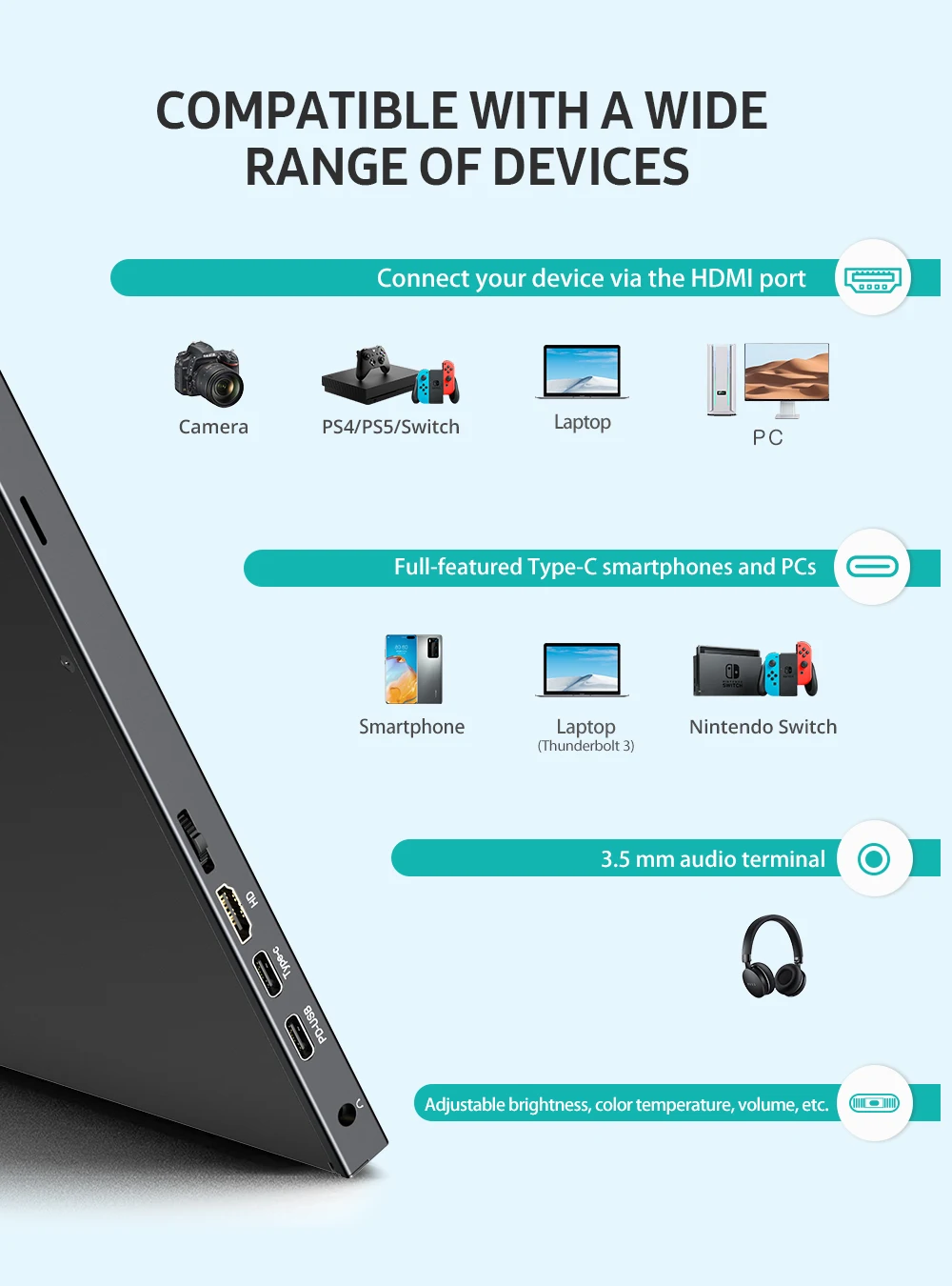 17.3 ġ ޴  FHD 1920*1080 IPS LCD ÷, USB C  ° ȭ ۵, Ｚ DEX ȭ PS4 PS5 XBOX ġ