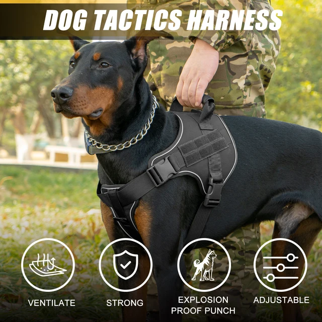 Tactical Dog Harness Pet Doberman Pinscher Pet Training Vest Dog Harness for Small Medium Large Dogs Explosion Proof 6