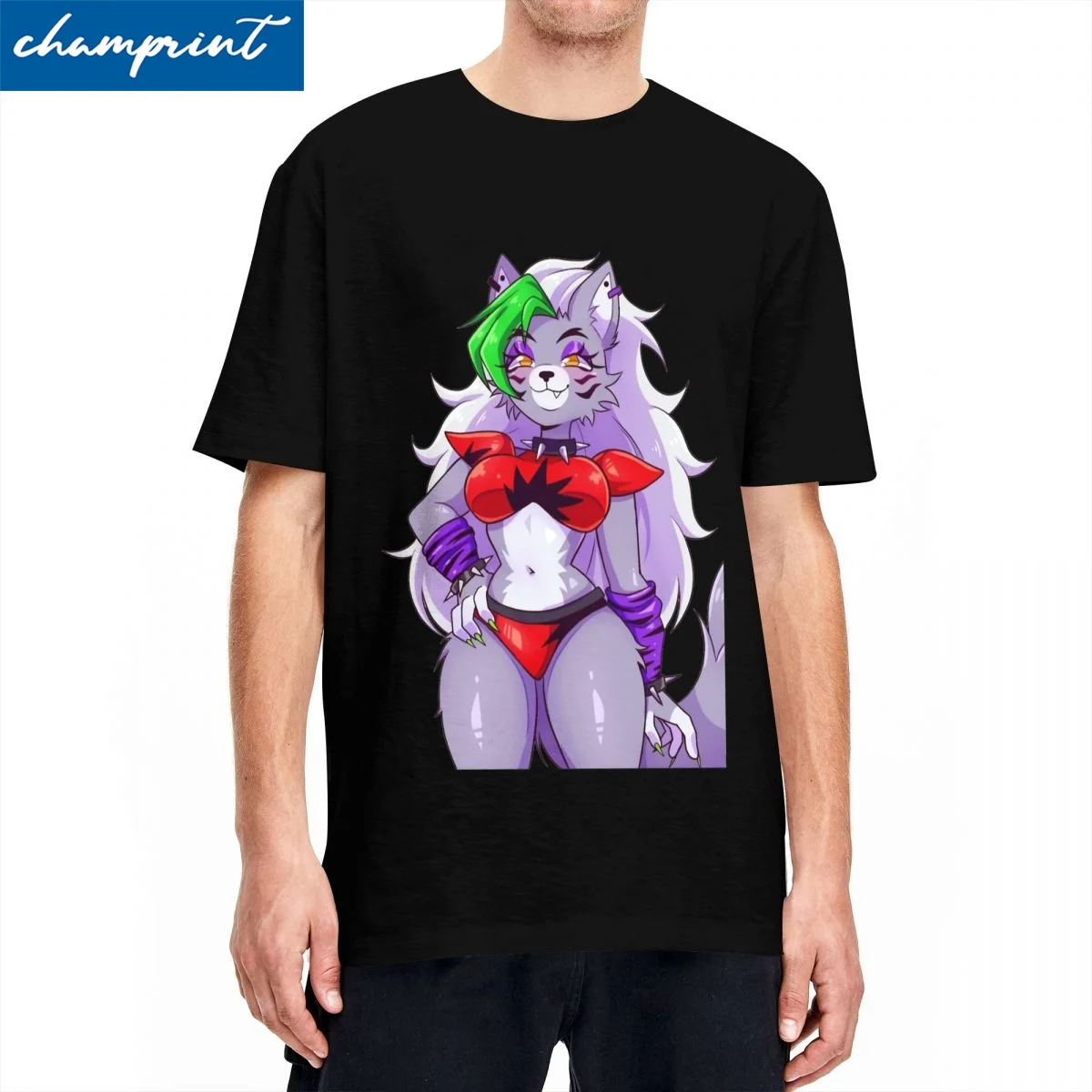 Vintage Roxanne Wolf Fnaf Cute T-Shirt Per Uomo Donna Cotone Manica Corta Girocollo Abbigliamento