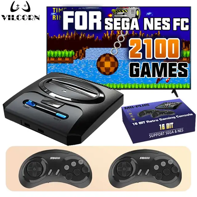VILCORN Console de jeu vidéo pour Sega Mega Drive Genesis FC Dendy 16BIT Segas-MD Console prise en charge sortie HDMI 4k Machine de jeu rétro 1