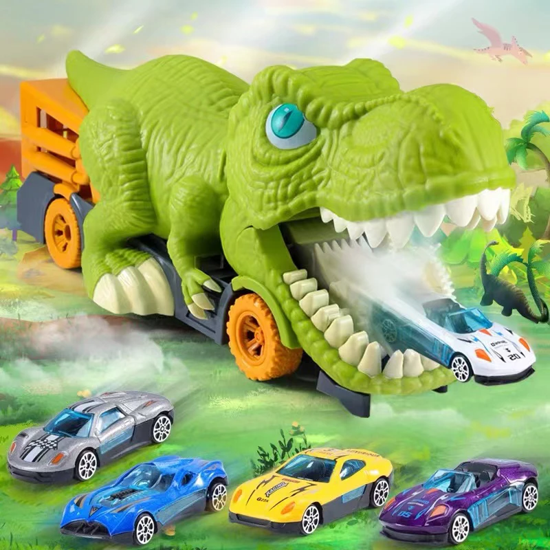 

Dinosaur Devouring Play Vehicle Toys For Boy Carrier Truck Inertia Toys Children Montessori Gift Kid Racing Track with Cars Toys