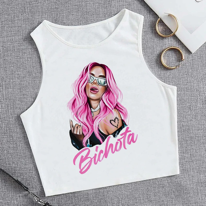 Hip Hop Inspired Bichota Graphic Crop Top Tee