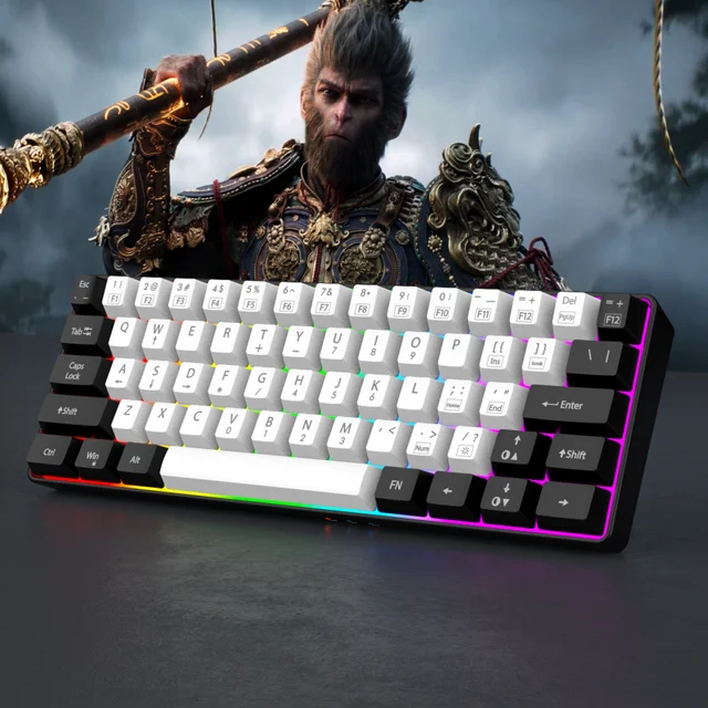 60% wired gaming keyboard, RGB backlight ultra compact mini keyboard, waterproof small compact 61 key keyboard for pc/Mac gamers 3