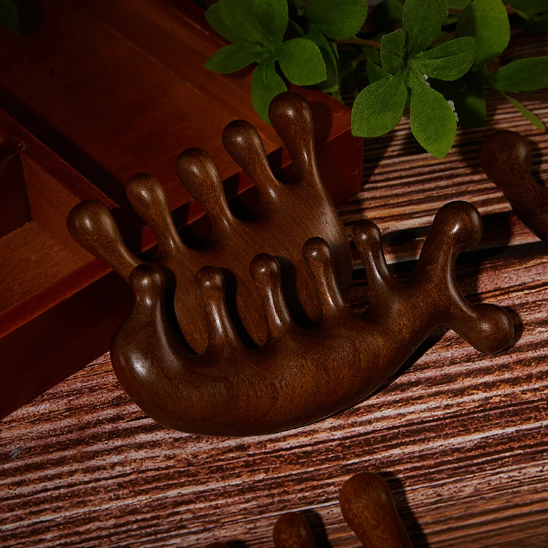 massage comb Wood Therapy Head Face Scalp Gua Sha Natural Facial Sandalwood Wide Tooth Guasha Scraping Body Massage
