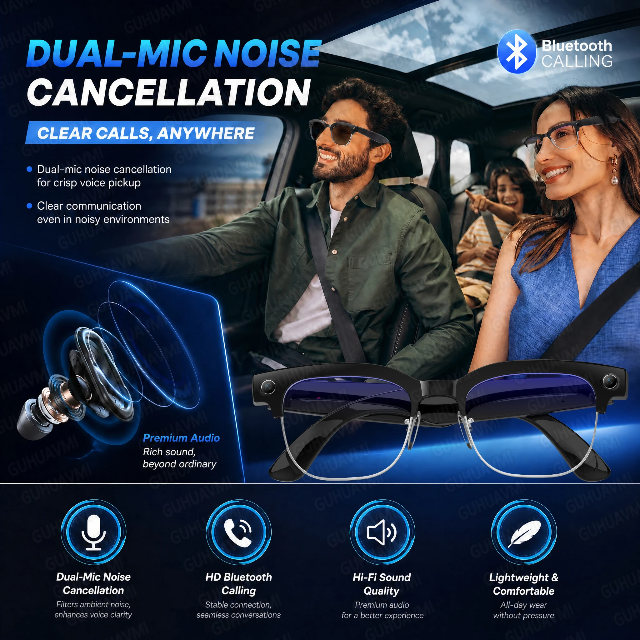 Nuovi Occhiali Smart AI con Traduzione Multilingue, Fotocamera da 800W Pixel, Lettore Video e Musica, Chiamate Business, Occhiali 8K con Cambio Colore per Uomo - immagine 5