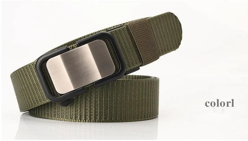 New Nylon Belt with Toothless Automatic Buckle for Men's Casual Versatile Belt, Unisex and Youth Fashion Style_voghion.com