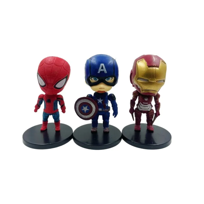 사무실 책상, 홈 데코, 자동차 장식에 적합한 6가지 스타일의 치비 마블 어벤져스 피규어 모델