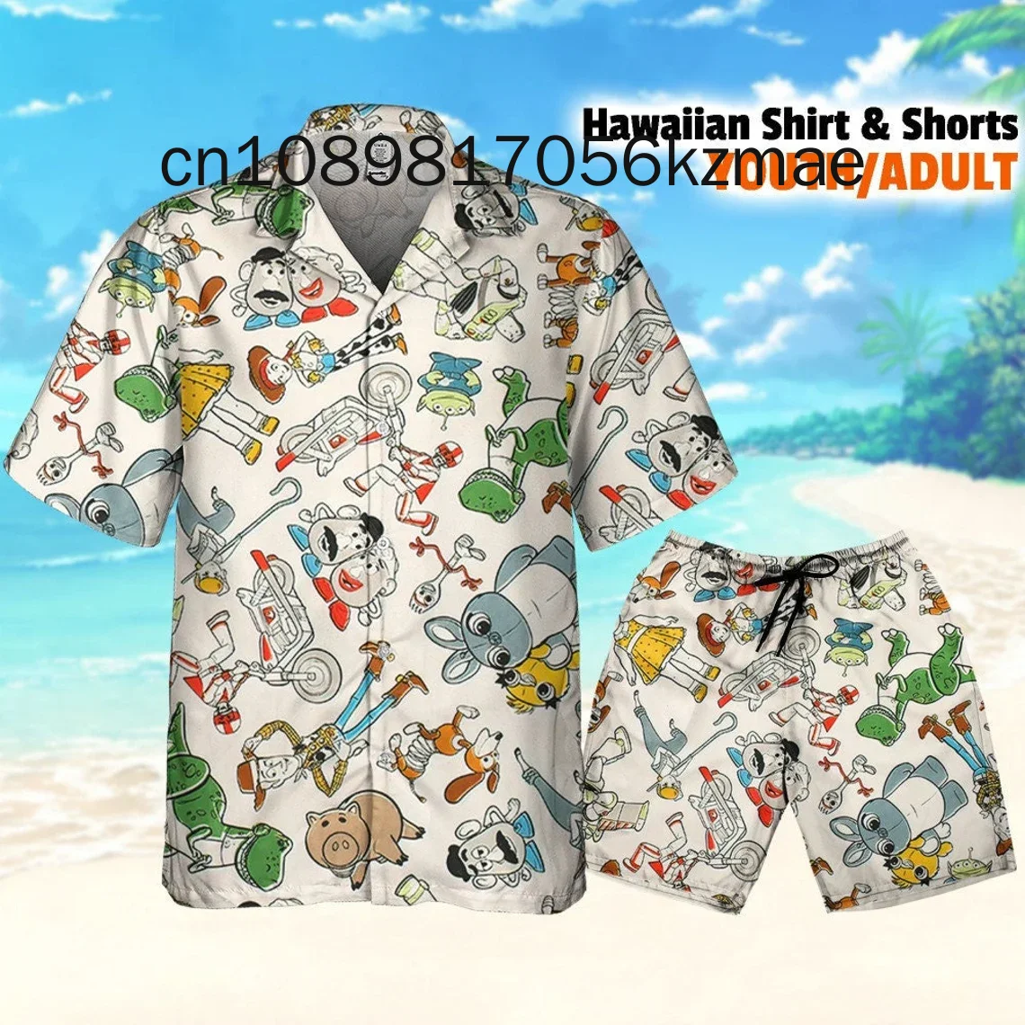 Toy Story Buzz Lightyear Hawaiian Shirt Shorts Set Casual Beach Vacation Short Sleeve Set Disney Beach Shorts Retro Button Shirt 4