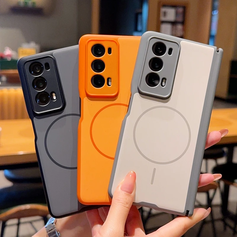 Enhanced Skin Feel Magnetic Wireless Charging Shockproof Foldable Phone Case with Hinge Protection