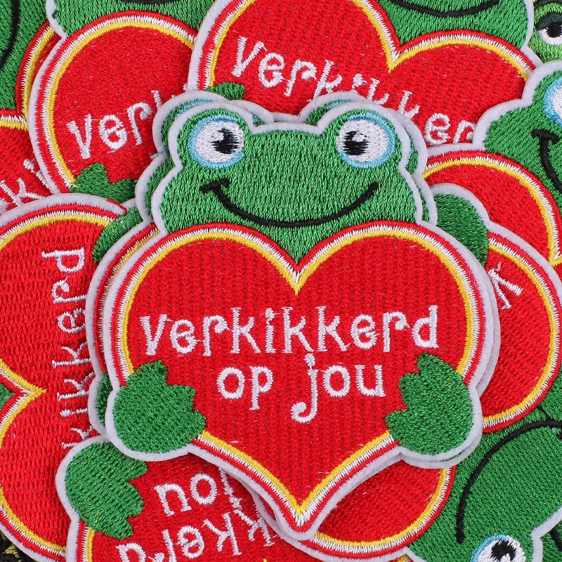 Oeteldonk Emblem Frog Patch Badges Carnival for Netherland Iron on Embroidery Patches for Clothing Heart Letter Patch Stickers