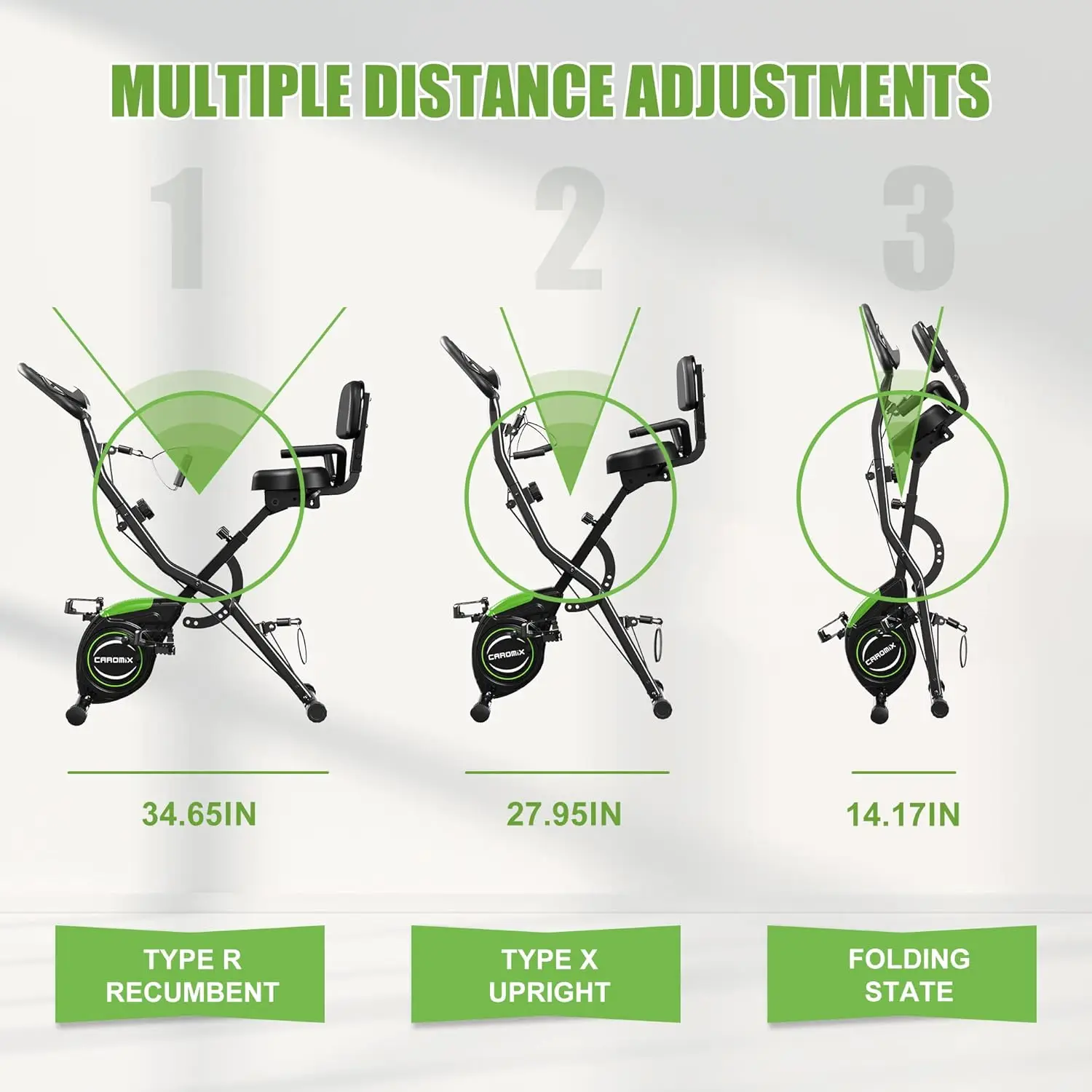 Folding Exercise Bike, 4 in 1 Stationary Magnetic Cycling Bicycle Upright Indoor Cycling Bike for Home Workout 330LB Capacity