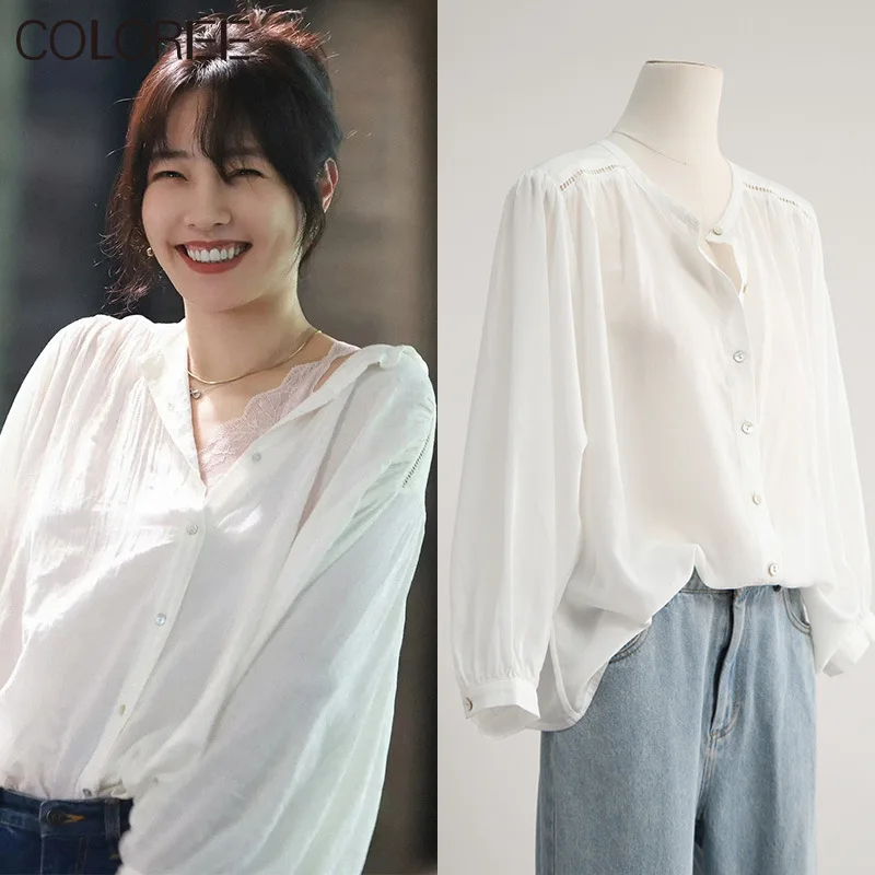 

White Cotton Shirts for Women Autumn Elegant Loose Casual Top Mujer Korean Fashion Blusas Para Mujer Moda 2023