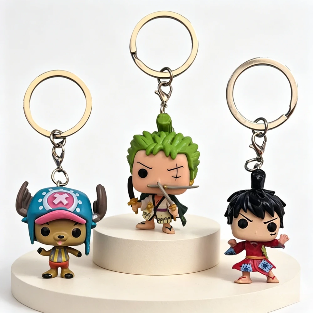 New Anime ONE PIECE KeyChain Roronoa Zoro Tony Chopper KeyRing Cartoon Llaveros Doll Fashion Bag Car Pendant Chaveiro Gift