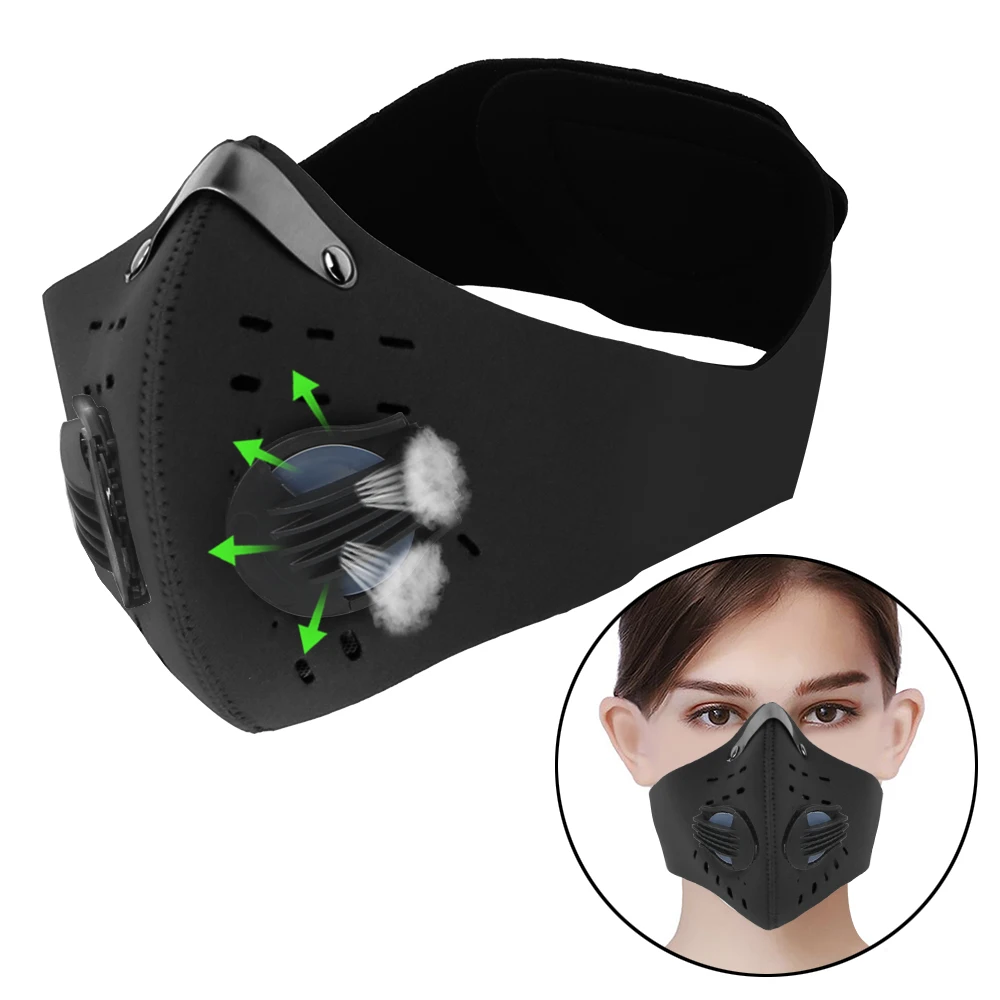 

Protective Cycling Mask Activated Carbon Anti-Pollution Masks Breathing Valve Cycling Mask With Filter 1pc