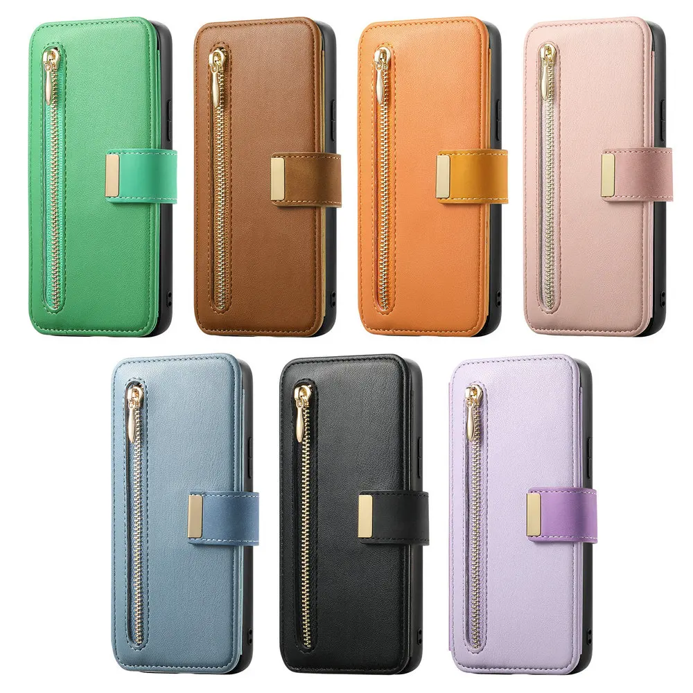 Detachable Leather Zipper Wallet Flip Case