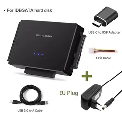Universal SATA/IDE to USB 3.0 Hard Drive Adapter Cable with 6TB HDD Support (EU Plug with OTG)