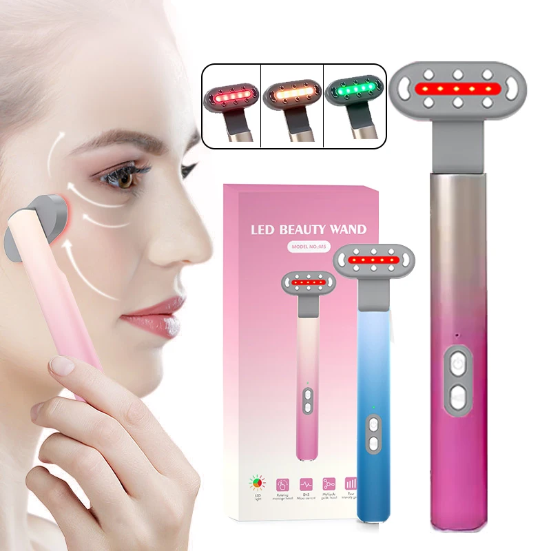 

4 in1 Eye Lines Gears LED Microcurrent Heat EMS Facial Fade Magic Dark Circle Wand Therapy Infrared Beauty Device Skincare Tool