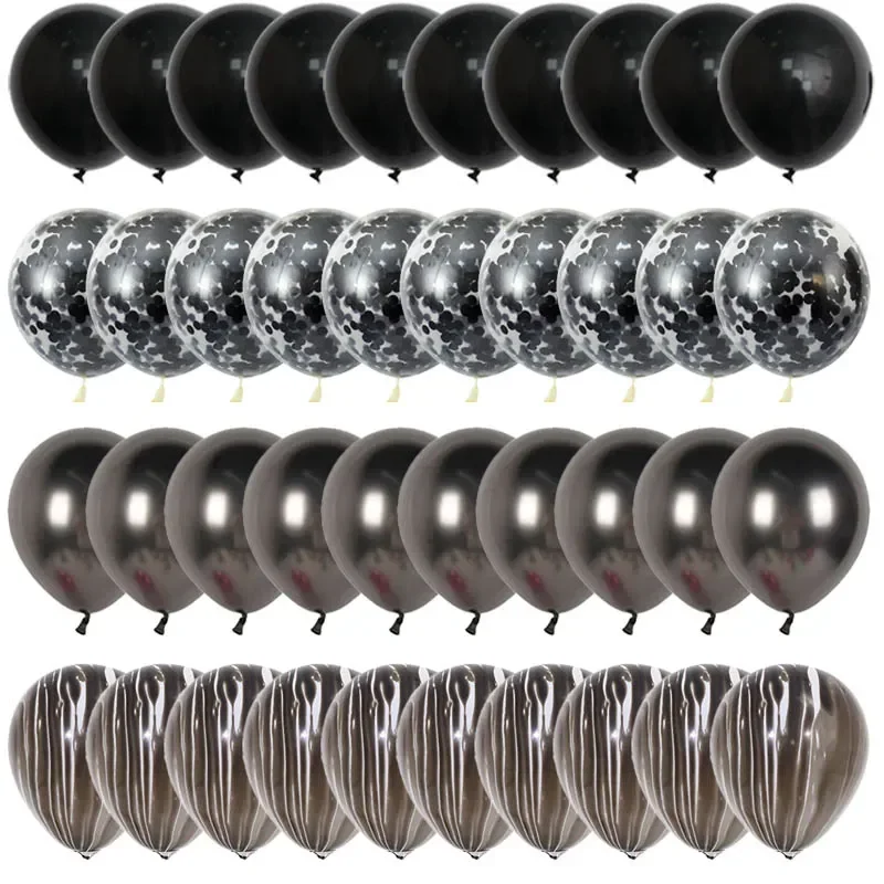 أسود معدن اللاتكس النثار بالون 40 عيد ميلاد الديكور السنة الجديدة الزفاف حفلة عيد ميلاد  الطفل ديكور