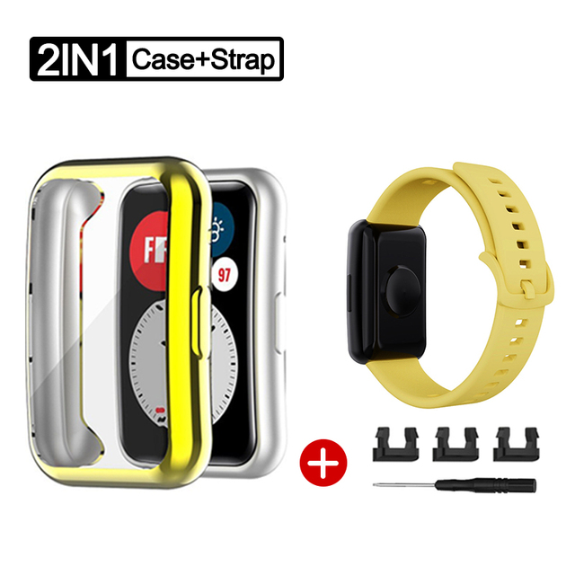 Case+Strap for Huawei Watch Fit watch Accessories Bumper All-Around Screen Protector Case Cover With Wristband Bracelet