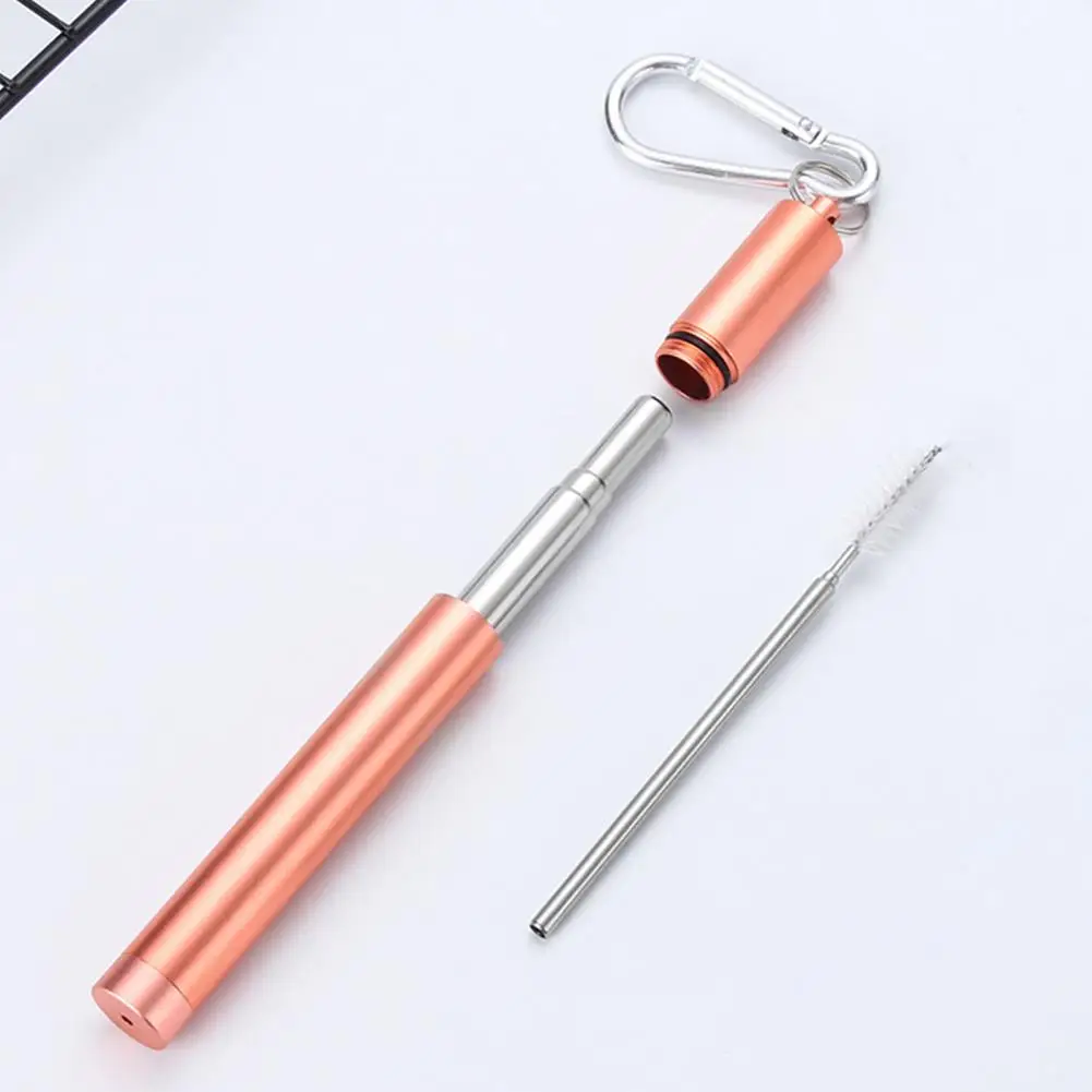 1 Set Lightweight Convenient Telescopic Straight Straw Reusable Rust-resistant Telescopic Drinking Straw with Storage Case