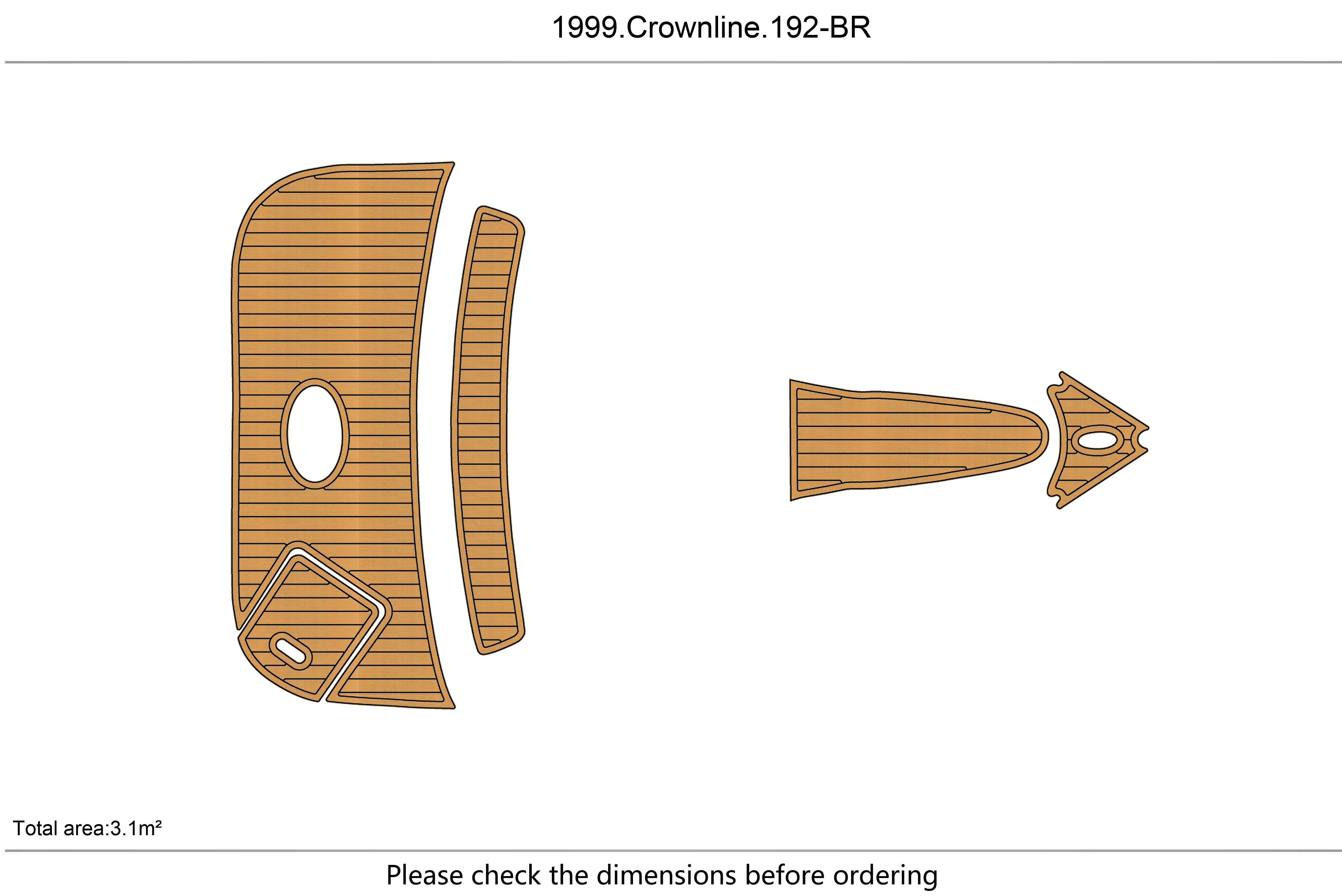 

1999 Crownline 192 BR B Cockpit platform 1/4" 6mm EVA fAUX carpet Water Ski Yacht Fishing Boat Non-slip mat floor