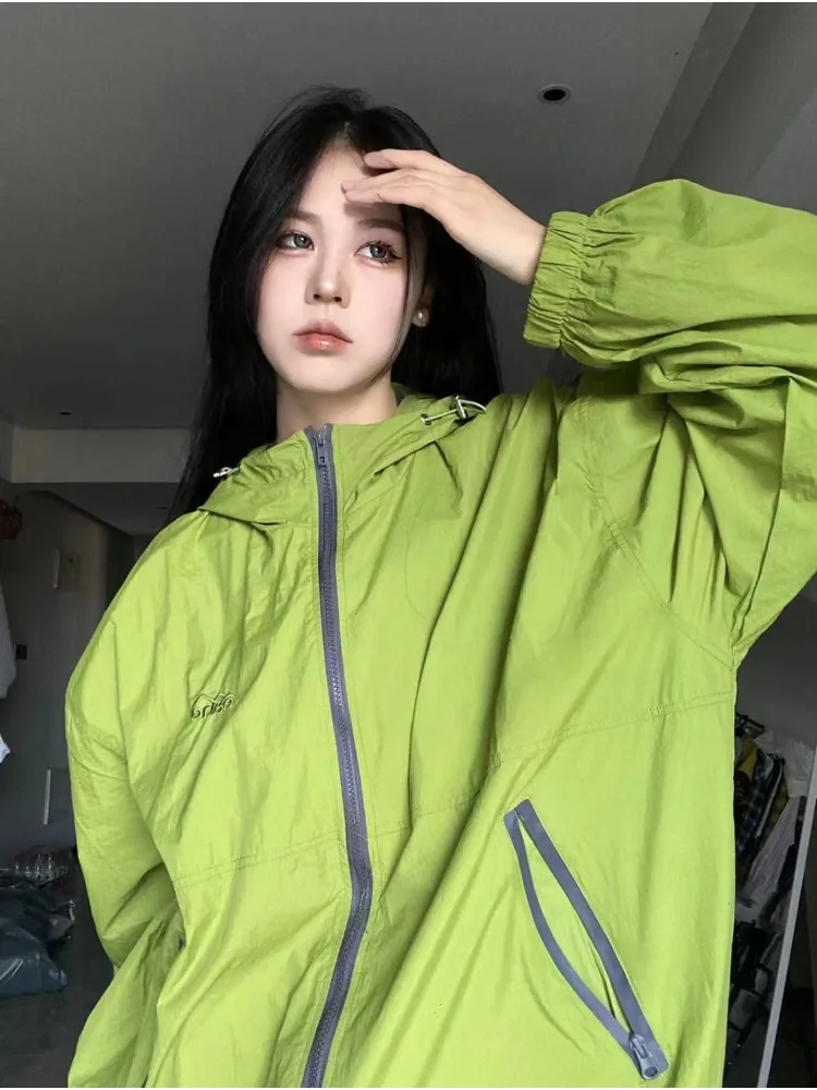 Outdoor Windbreaker Women Sweatshirt Hooded Jackets Zipper Long Sleeve Sun Protection Clothing Lightweight Outerwear New